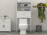 Over The Toilet Rack 2 -Tier Toilet Bathroom Spacesaver Storage Shelf with 2 Doors Wood Storage W282P423742