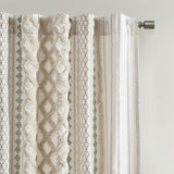 1PC 50x108" Cotton Printed Curtain Panel with Chenille Stripe and Lining B035P341186