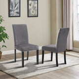 Cobre Contemporary Velvet Dining Chair with Nailhead Trim, Set of 2, Gray T2574P164559