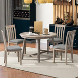 5-Piece Wood Dining Table Round Extendable Dining Table with 4 Dining Chairs, Dining Room Table 52113477