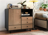 Mid-Century Modern 4-Drawer Sideboard Buffet Cabinet with Storage - Black 41784280