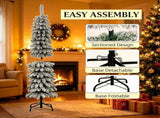 5ft Slim Pencil Artificial Christmas Tree Snow-Flocked Xmas Tree with 301 Lifelike Branch Tips, 52683868