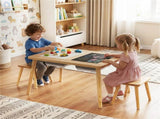 All-in-One Kids Activity Table and Chairs Set, Pine Wood Sensory Table with Foldable Storage Bins, 13734972