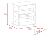 White and Dark Walnut 1-Drawer 2-Shelf Kitchen Cart with Caster B06280136