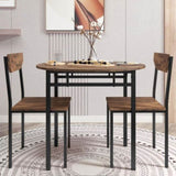 TOPMAX Modern 3-Piece Round Dining Table Set with Drop Leaf and 2 Chairs for Small Places,Black WF290234AAB
