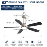 ZNTS Modern 52 Inch Led Ceiling Fan 110V 6 Speed Wind 5 Blades Remote Control Reversible DC Motor W882P146293