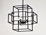 4-Light Metal Lantern Tiered Pendant Hanging Light Fixtures, Industrial Farmhouse Adjustable Height W1592P246889