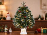 3FT Frosted Artificial Christmas Tree in Cement Pot, Pre-Lit Warm White LED Lights 8 Lighting Modes, 28016160