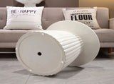 Round Fluted Mushroom Side, MgO Matte White Accent End, Indoor & Outdoor Decorative Side W5351P486732