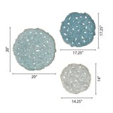 Textured Feather 3-piece Metal Disc Wall Decor Set B03597680