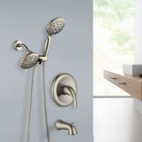 Classic High Pressure Single Handle 6 Function Rain shower Head with Handheld Shower with Tup Spout W121946592
