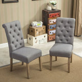 Habit Solid Wood Tufted Parsons Dining Chair, Set of 2, Grey T2574P164543