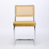 Mid Century Modern Dining Chairs Set of 2, Velvet Accent Chairs with Natural Cane Back & Stainless W1143P168323