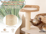 41 Inch Hand-Woven Water Hyacinth Cat Tree, 3 Sisal Scratching Posts Multi-Level Activity Center for 95559843