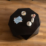 38"Three-dimensional Embossed Pattern Design American Retro Style Coffee Table,Black Tabletop W757134932