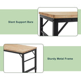 Adjustable Height Workbench, 60" Rubber Wood Top Heavy duty Workstation with Power Outlets, 2000 LBS W1422P218519