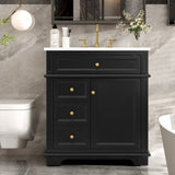 30" Bathroom Vanity with Sink, One Tip-out Drawer, Three Drawers, Door Shelf, Soft Closing Door, N759P227429B