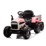 ZNTS Ride on Tractor with Trailer,24V Battery Powered Electric Tractor Toy, 200w*2motor W1396P144516