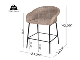 Ladd Outdoor Metal Wicker Barstool, Light Brown Faux Wicker, Set of 2 N775P277558B