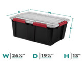 (2 pack)20 Gallon WaterProof Plastic Storage Bin with Lid, Gasket Seal and Durable Latches, 46521166