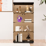 ZNTS Two-door Tawny Glass Display Cabinet 4 Shelves with Door, Floor Standing Curio Bookshelf for Living 88809623