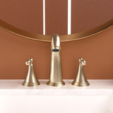 2 Handle Widespread Bathroom Faucet 3 Hole, with Pop Up Drain and 2 Water Supply Lines, Gold W124379943