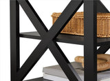 3 Tier Wood X Shape Square End Table for Living Room, Black 80699349