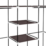 ZNTS 69" Portable Clothes Closet Non-Woven Fabric Wardrobe Double Rod Storage Organizer Dark Brown 72079783