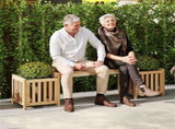 2-in-1 Wooden Garden Bench with 2 Planter Boxes, Fir Wood Outdoor Patio Seat for Yard & Lawn 76951192