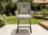 light Grey PE Rattan Outdoor Armchair Spring Support, Set of 2 All-Weather Patio Furniture W3990P436957