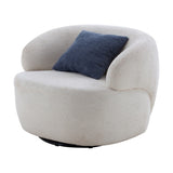 Swivel Barrel Living Room, Single for Small Space Comfy Round Sofa Boucle Accent W876P199947