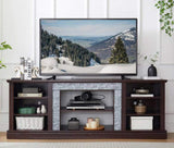 Large Faux Stacked Stone TV Stnad, Desk Storage Rack, Media Console Table with Large Storage W1758P187681