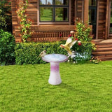 Ceramic Birdbath for Patio, Garden - Rose Ombre W3273P322556