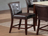 Set of 2 Counter Height Chair PU Upholstered Button-Tufted Backrest Walnut Finish Wooden B2741P333945