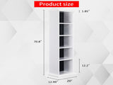5-Tier Duplex Bookcase MDF Painted Item Display Rack 20*12.99*70.87in White Cabinet with Black Inner 01046997