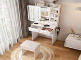 Small Makeup Vanity Desk with Mirror & Adjustable LED Lights,Built-in Power Outlet & Hidden Storage, 64240969