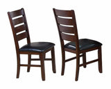 Contemporary Dining Set of 2 Brown Espresso Finish Solid Wood Faux Leather Cushion Side B011107757