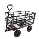 ZNTS (Black double fence utility cart) Wagon Cart Garden cart trucks make it easier to transport firewood W22784159