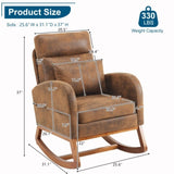 ZNTS Rustic Microfiber Nursery Rocking Chair with Thick Headrest, Upholstered Mid-century Modern Nursing 03226939