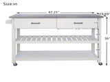 Stainless Steel Table Top White Kicthen Cart With Two Drawers W28218593