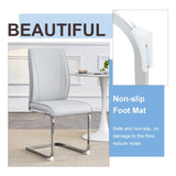 Luxury Simple Arch Chair - Set of 4 Light Gray PU Material High Resilience Dining Chair with Arched W1151P154861