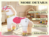 White 29.5" Plush Unicorn Ride-On Toy Kids Rocking Horse with Wheels, No Battery 3-5 Years 67371050