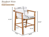 Outdoor Counter Height Bar Stools Chair Set of 2, Modern Patio Acacia Wooden Stools with Backrest N704P383163A