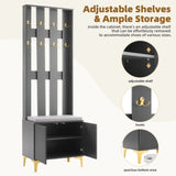 ON-TREND Modern Luxury 4-in-1 Hall Tree with Cushion, Versatile Coat Rack with 8 Gold Hooks and N721P192814E