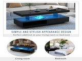 VIBE HAUS LED Coffee Table with Storage, Modern Center Table with 2 Drawers and Display Shelves, WF307038AAB