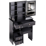 Small Size Left Drawer Desktop Vanity Table Cushioned Stool, 2 AC2 USB Power Station, Hair dryer W936P202460