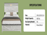 Fully floating bed frame LED lights and charging station cushion platform bed frame, large bed, W636P317329