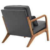 ZNTS Oak Armrest Oak Upholstered Bronzing Cloth Single Lounge Chair Indoor Lounge Chair Dark Grey 30079338