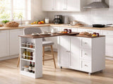 Bar Table with Storage with 3 Drawers and Side Shelves for Dining Room, Apartment & Small Space 24372362
