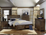 Classic Transitional Design Nightstand Burnished Finish Solid Rubberwood Bedroom Side Table Rustic B01146196